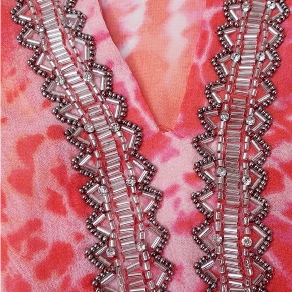 NWOT Chico’s Orange and pink V- Neck top - Picture 3 of 5